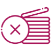 Magenta line icon of stacked lottery tickets with a crossed-out circle
